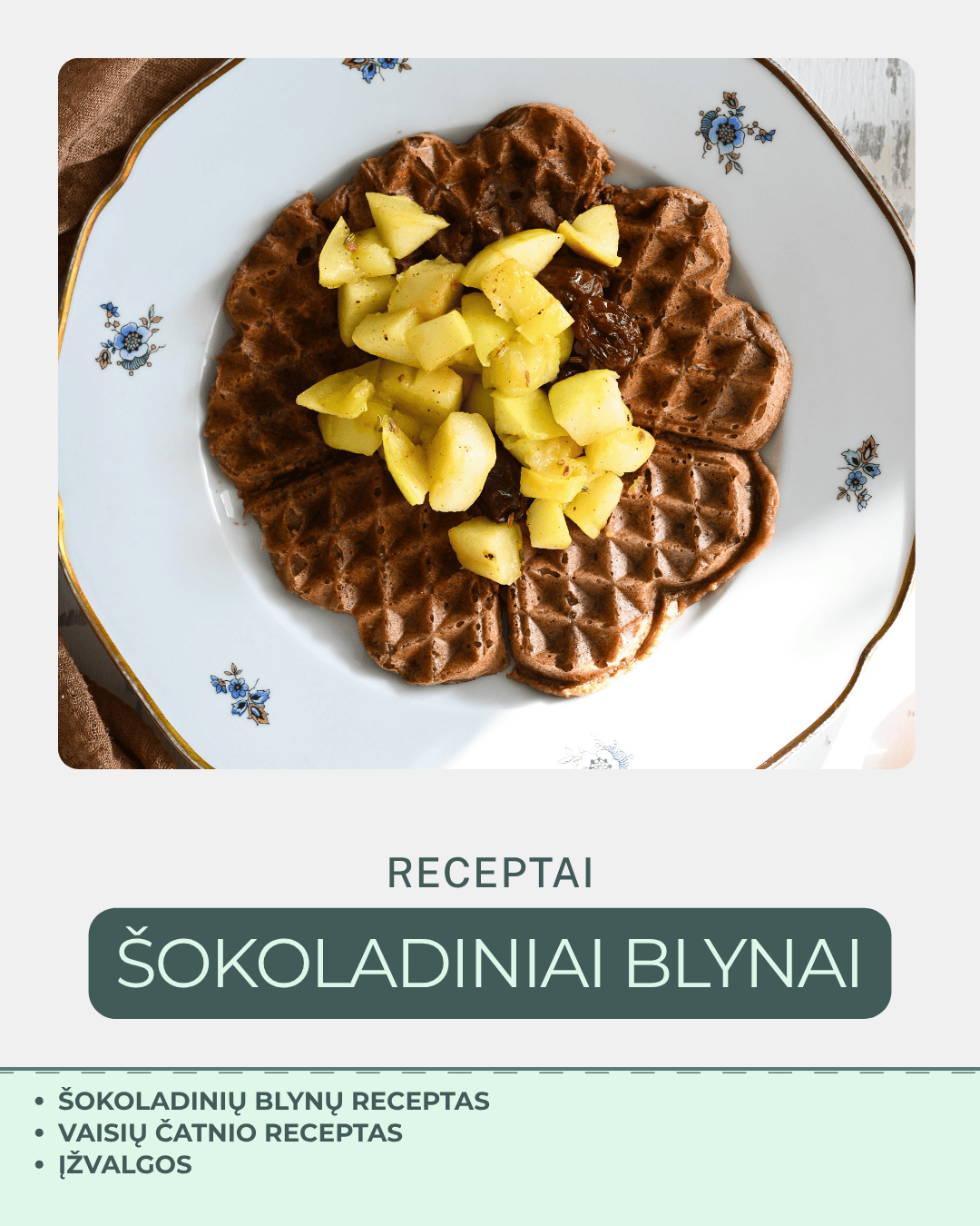 Šokoladiniai blynai su obuolių ir razinų čatniu | PDF receptas