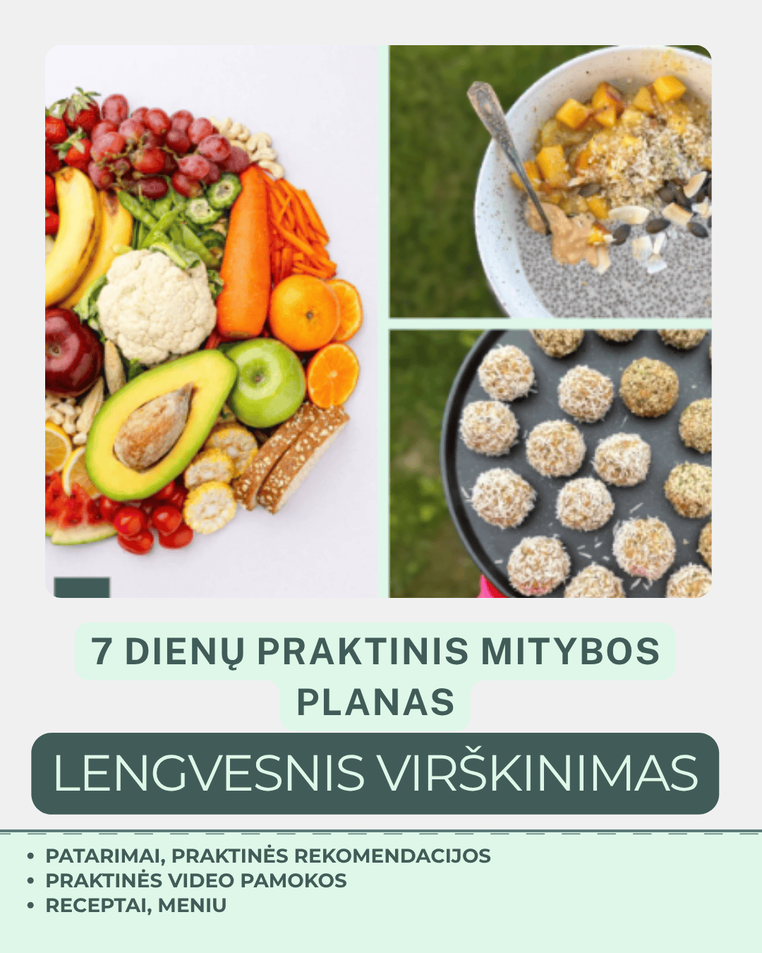 7 dienų mitybos planas lengvesniam virškinimui su receptais ir video pamokomis