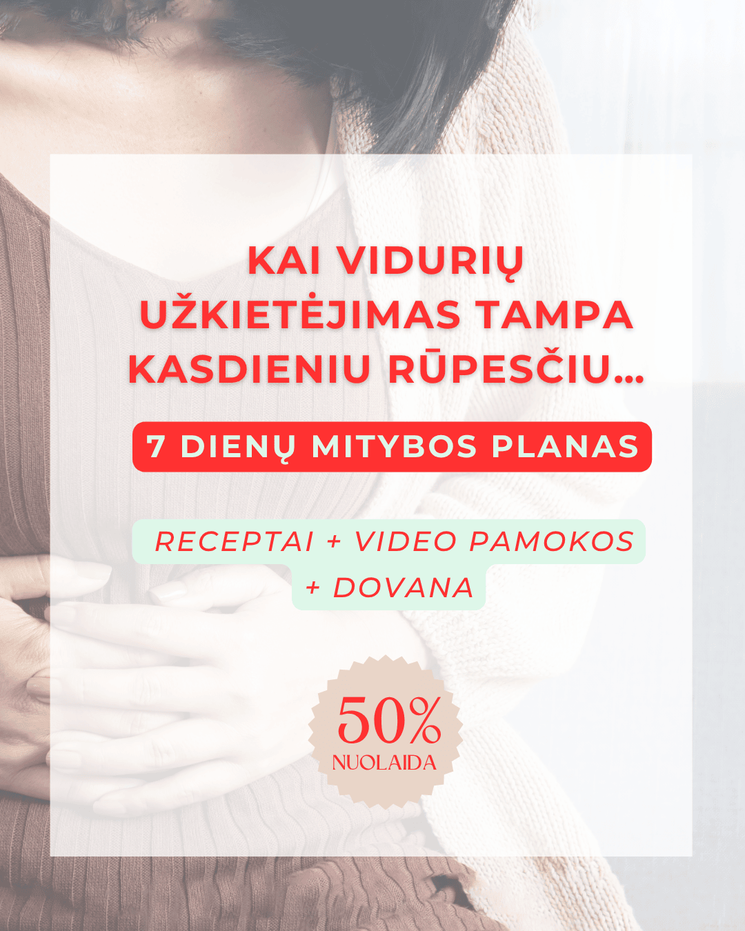 7 dienų mitybos planas lengvesniam virškinimui su receptais ir video pamokomis + DOVANA