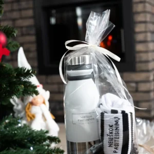 Dovanų rinkinys su termosine gertuve ir kojinėmis „Neieškok pasiteisinimų“