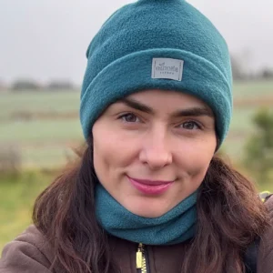 Flisinė petrol kepurė su kaklo mova