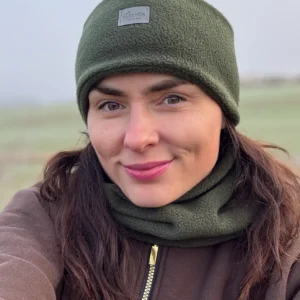 Flisinė žalia galvos juosta su kaklo mova